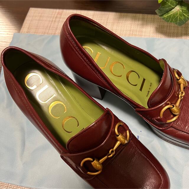 GUCCI グッチ ローファー 靴 赤茶 ホースビット 美品 日本未入荷 希少
