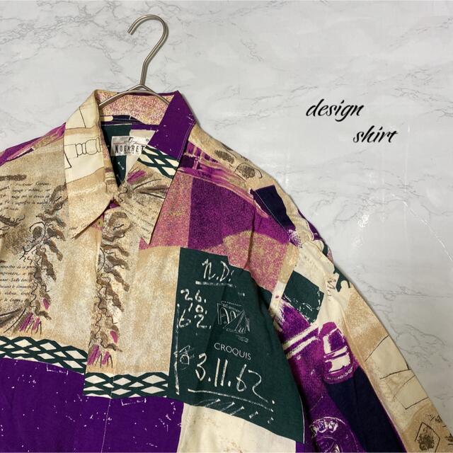 メンズ レディース 柄シャツ 総柄 vintage アート 個性的 奇抜