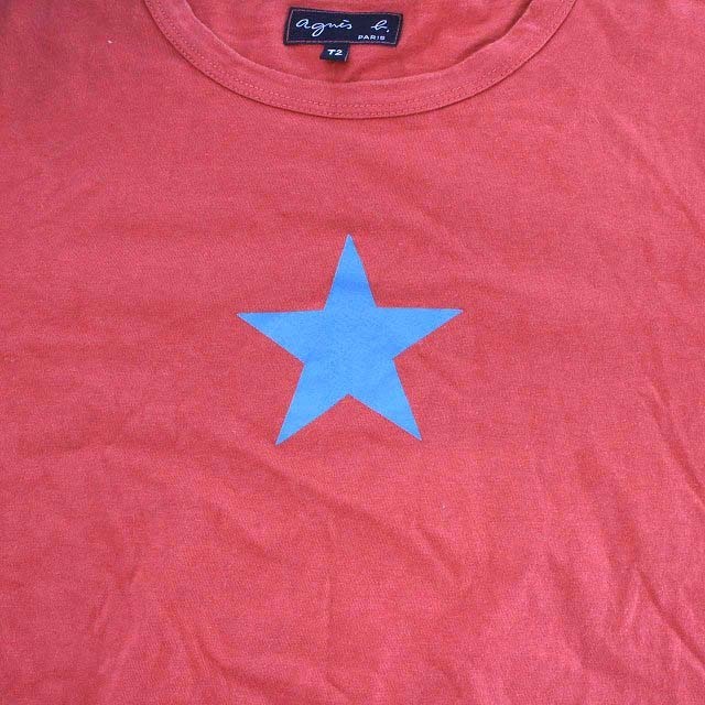 agnes b.(アニエスベー)のアニエスベー Tシャツ カットソー 長袖 クルーネック プリント M 赤 青 レディースのトップス(Tシャツ(長袖/七分))の商品写真