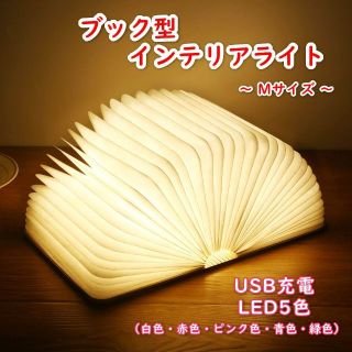 ブック型ライト インテリアライト 常夜灯 ベッドサイド 木目調 USB充電(その他)