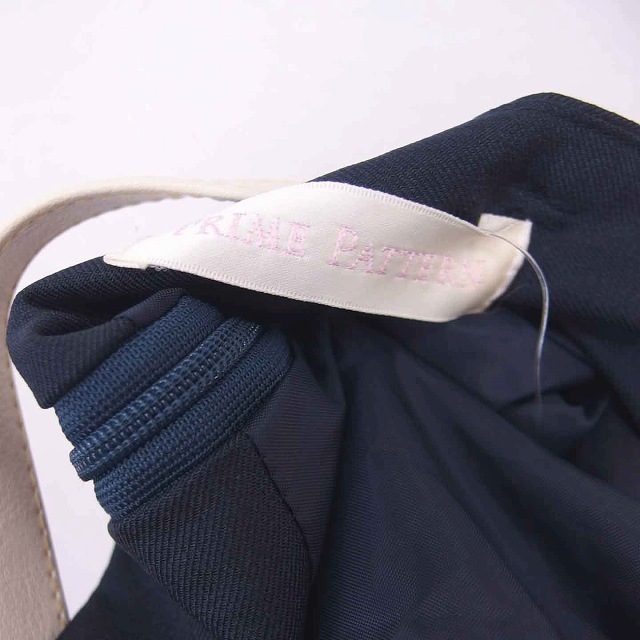PRIME PATTERN(プライムパターン)のプライムパターン フレア スカート ひざ丈 レース ベルト 薄手 M ネイビー レディースのスカート(ひざ丈スカート)の商品写真