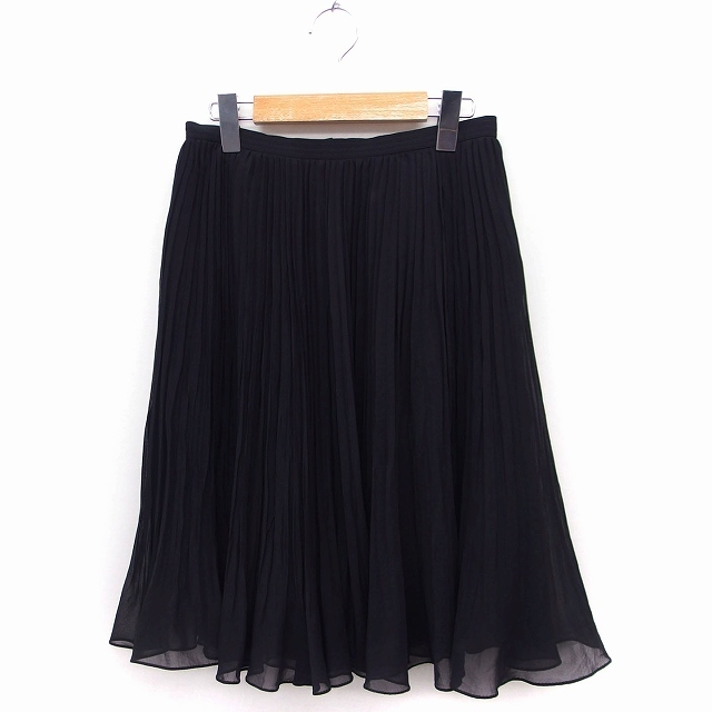ANAYI(アナイ)のアナイ ANAYI プリーツスカート ひざ下丈 無地 シフォン 36 ブラック レディースのスカート(ひざ丈スカート)の商品写真