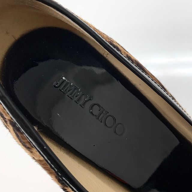 JIMMY CHOO(ジミーチュウ)の4518 ジミーチュウ ハラコ コルク レオパード ウェッ オープントゥパンプス レディースの靴/シューズ(ハイヒール/パンプス)の商品写真