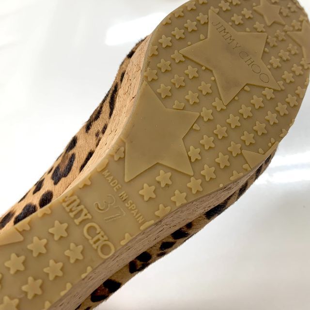 JIMMY CHOO(ジミーチュウ)の4518 ジミーチュウ ハラコ コルク レオパード ウェッ オープントゥパンプス レディースの靴/シューズ(ハイヒール/パンプス)の商品写真