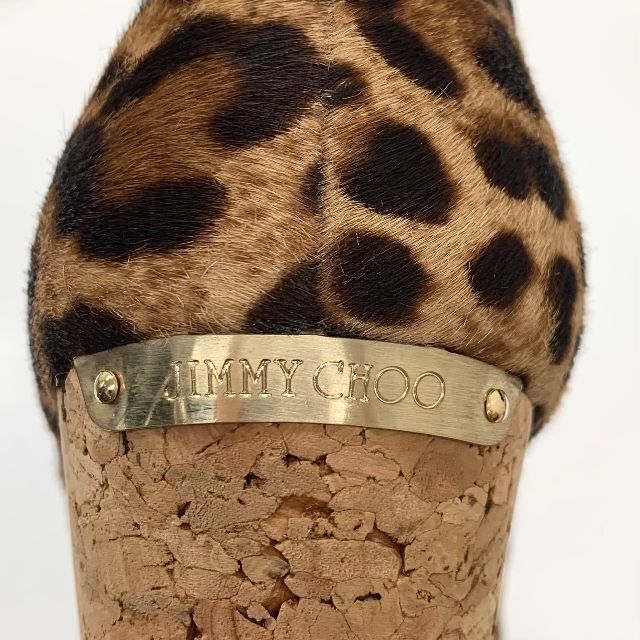 JIMMY CHOO(ジミーチュウ)の4518 ジミーチュウ ハラコ コルク レオパード ウェッ オープントゥパンプス レディースの靴/シューズ(ハイヒール/パンプス)の商品写真