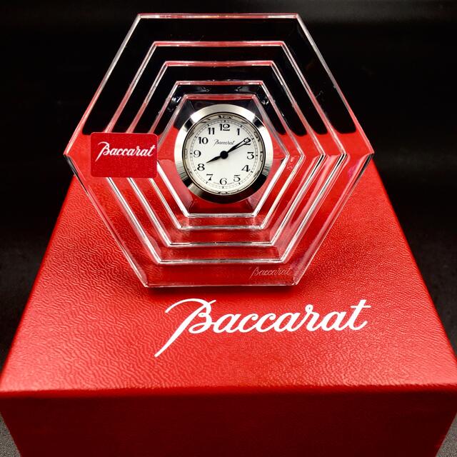 Baccarat(バカラ)のバカラ　オルセー　置時計　 Baccarat 箱付き　管mpr インテリア/住まい/日用品のインテリア小物(置時計)の商品写真