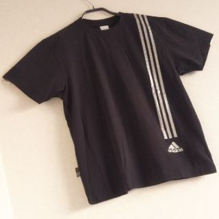 アディダス(adidas)の◆36 レア 当時物 未使用 adidas アディダス 銀 三本線 Tシャツ 黒(Tシャツ/カットソー(半袖/袖なし))