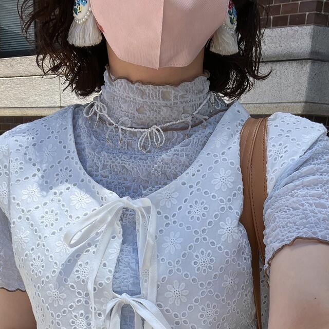 ribbon necklace(pink) ハンドメイドのアクセサリー(ネックレス)の商品写真