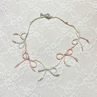 ribbon necklace(pink)(ネックレス)