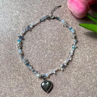 natural stone heart necklace(blue)(ネックレス)