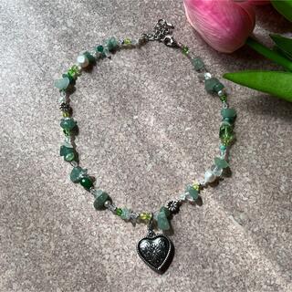 natural stone heart necklace(green)(ネックレス)
