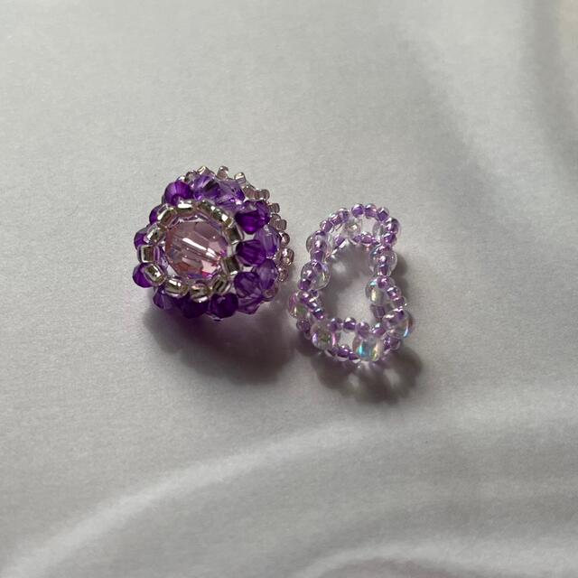 kirakira ring set(purple) ハンドメイドのアクセサリー(リング)の商品写真