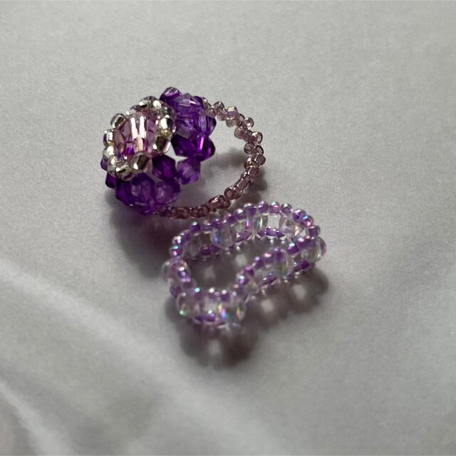 kirakira ring set(purple) ハンドメイドのアクセサリー(リング)の商品写真