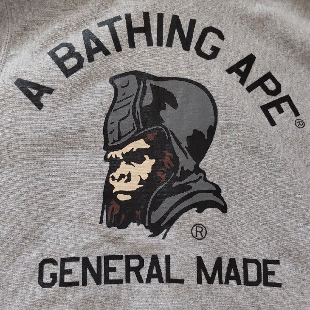 A BATHING APE(アベイシングエイプ)のエイプ　General made 　パーカー　長袖　バックプリント　グレー レディースのトップス(パーカー)の商品写真