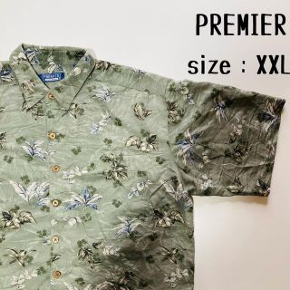 013 アロハシャツ XXL PREMIER 総柄 パイナップル レーヨン(シャツ)