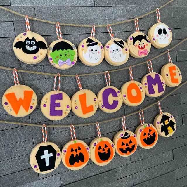 最新作 ハロウィン ガーランド ハンドメイド ✴︎ フェルト sushitai ...