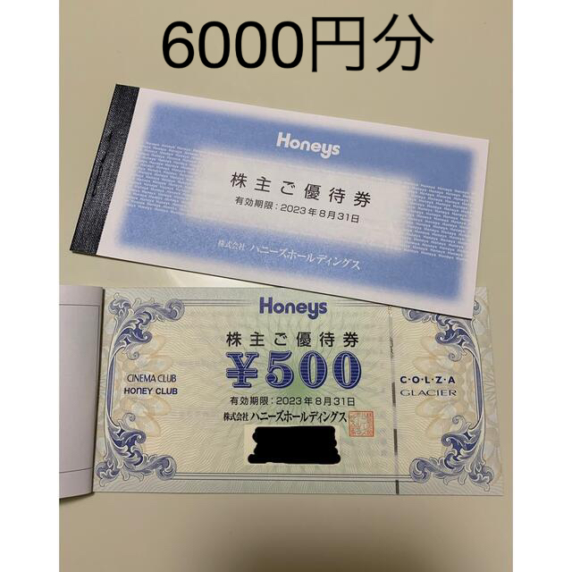 HONEYS(ハニーズ)のハニーズ　株主優待　6000円分 チケットの優待券/割引券(ショッピング)の商品写真