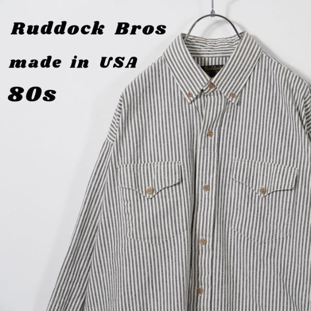 Ruddock Bros シャツ　長袖　ストライプ　USA 80s L