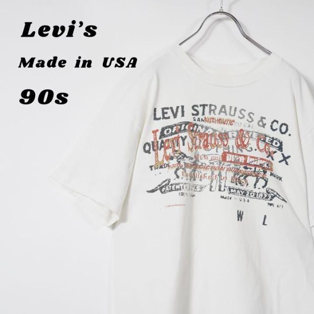 リーバイス 90s Tシャツ 白 プリント 半袖 USA Levi's M - www