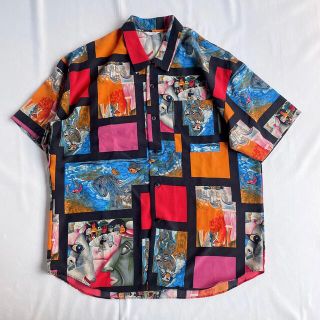 アートヴィンテージ(ART VINTAGE)のused レトロ アート デザイン 総柄 シャツ 古着ヴィンテージvintage(シャツ)