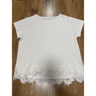 インデックス(INDEX)のindex 裾レースTシャツ　 カットソー 半袖(Tシャツ(半袖/袖なし))