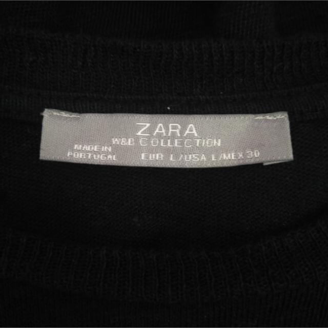 ZARA(ザラ)のZARA　ザラ　ニット風カットソー　レース付き レディースのトップス(カットソー(半袖/袖なし))の商品写真