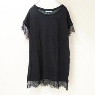 ザラ(ZARA)のZARA　ザラ　ニット風カットソー　レース付き(カットソー(半袖/袖なし))