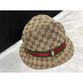 グッチ(Gucci)のGUCCI グッチ バケットハット 帽子 シェリーライン GG柄 プレート(ハット)