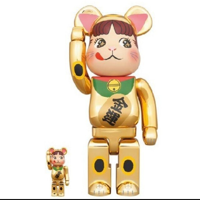 BE@RBRICK 招き猫 ペコちゃん 桃金メッキ 100％ ＆ 400％おもちゃ/ぬいぐるみ