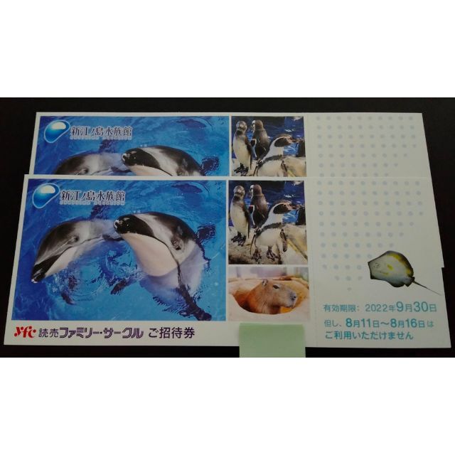 新江ノ島水族館 招待券 2枚 セット 9月30日まで ☆新江ノ島水族館ご招待券2枚セット えのすい★ 30まで有効