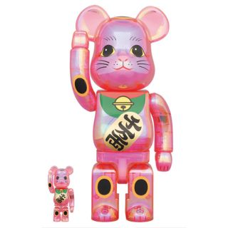 ベアブリック(BE@RBRICK)のBE@RBRICK 招き猫 桃色透明　100％ & 400％　2セット(フィギュア)