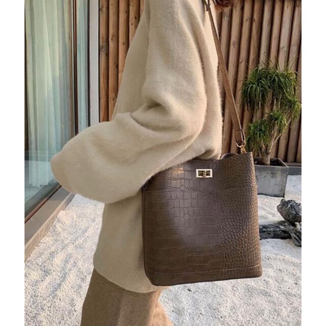 2/美品 Precious プレシャス クロコ ショルダー付き ハンドバッグ