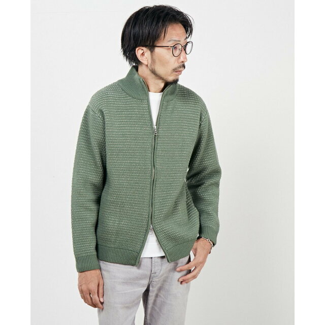 MEN'S MELROSE(メンズメルローズ)の【グリーン】コットンアクリルウォッシャブルスタンドZIPブルゾン その他のその他(その他)の商品写真