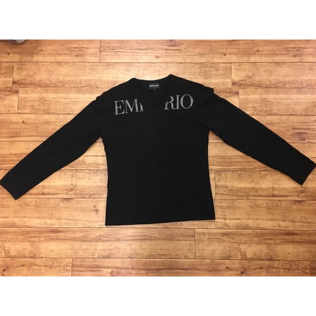 Emporio Armani(エンポリオアルマーニ)の⑤EMPORIO ARMANI  ロングTシャツ ブラック メンズのトップス(Tシャツ/カットソー(七分/長袖))の商品写真