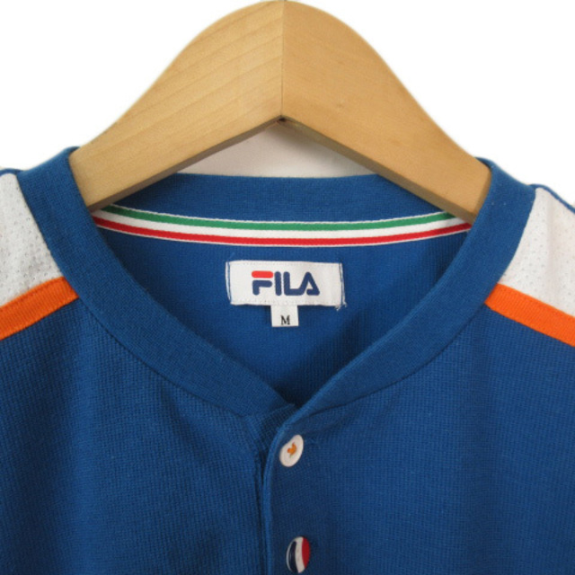 FILA(フィラ)のフィラ FILA カットソー ヘンリーネック 半袖 M 青 ブルー メンズのトップス(Tシャツ/カットソー(半袖/袖なし))の商品写真