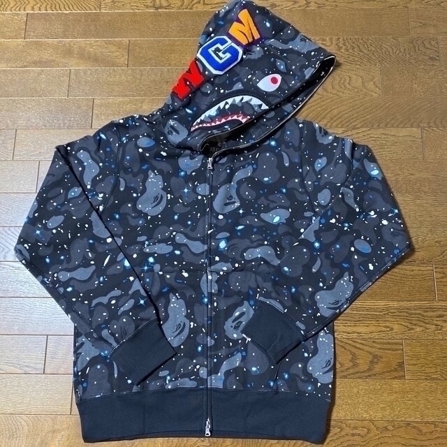 蓄光 A BATHING APE ベイプ ロゴ カモフラ プルオーバー パーカー