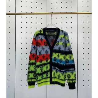 本物 ルイヴィトン レザーベルト付 ボーダー 半袖 ニット セーター L