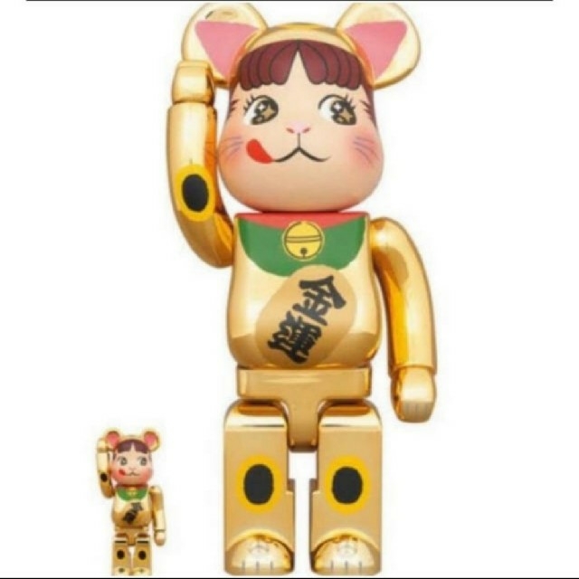 おもちゃBE＠RBRICK 招き猫 ペコちゃん 金運 金メッキ 100% & 400%