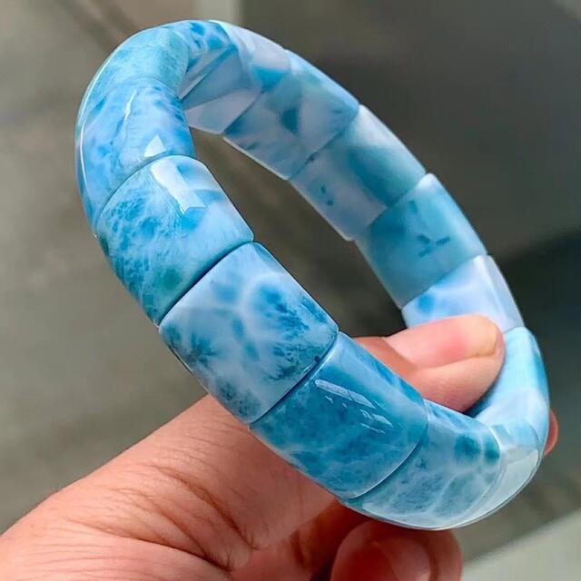 14mm-61.3g 天然無処理 ラリマー ブレスレット-