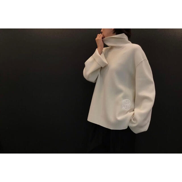 BLAMINK ウールカシミヤ12Gハイネックロングスリーブニット オフ