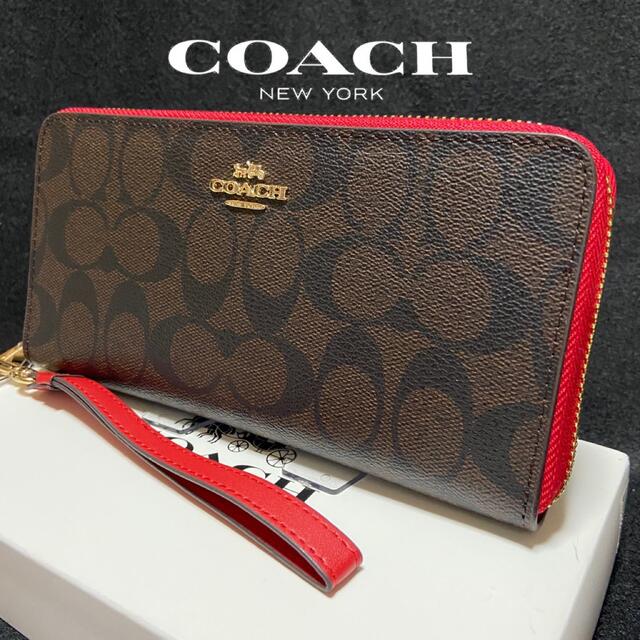 COACH(コーチ)のギフト⭕️ 新作 コーチ 財布 ブラウン×レッドエッジ メンズレディス メンズのファッション小物(長財布)の商品写真