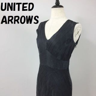 ユナイテッドアローズ(UNITED ARROWS)のユナイテッドアローズ スリッツ ノースリーブワンピース シルク サイズ38(ロングワンピース/マキシワンピース)