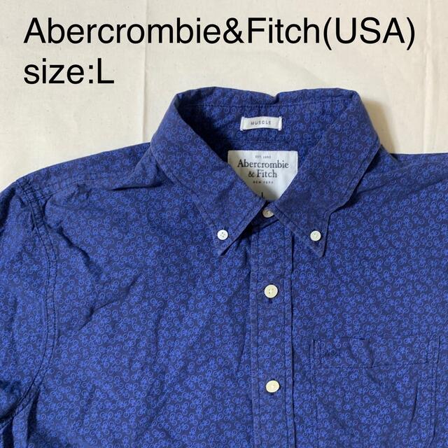 メンズAbercrombie&Fitch(USA)ビンテージコットン総柄BDシャツ