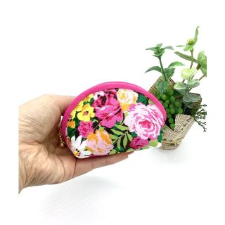 ハンドメイド⭐︎ミニポーチ☆花柄＆ドット（ビビットカラー）小銭入れ(ポーチ)