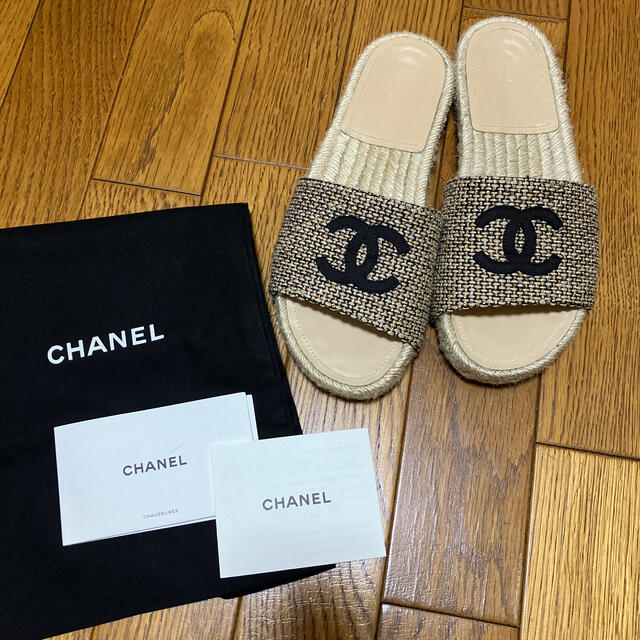 CHANEL シャネル　ツイード　フラットサンダル