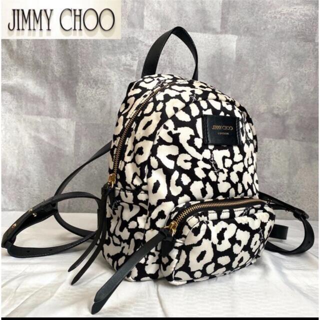 ●極美品 JIMMY CHOO ミニリュック キャンディス レザー ナイロン 黒