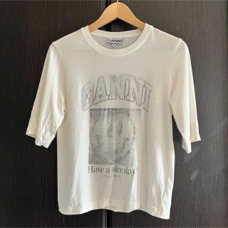 GANNI Tシャツ　ガニー　スマイリー(Tシャツ(半袖/袖なし))