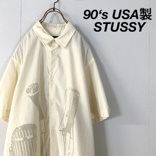 ステューシー(STUSSY)の【美品】90‘s USA製 STUSSY  マイクスタンド デザイン シャツ(シャツ)