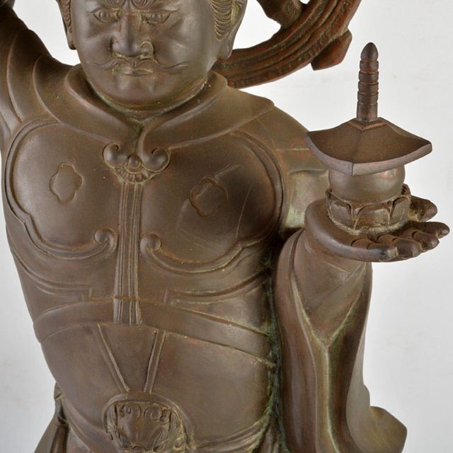 仏教美術 古銅 毘沙門天 仏像 置物 G R4843Bの通販 by