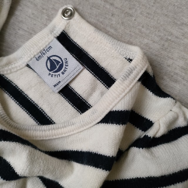 PETIT BATEAU(プチバトー)のプチバトー67cmマリニエール ワンピース ボーダーネイビー キッズ/ベビー/マタニティのベビー服(~85cm)(ワンピース)の商品写真